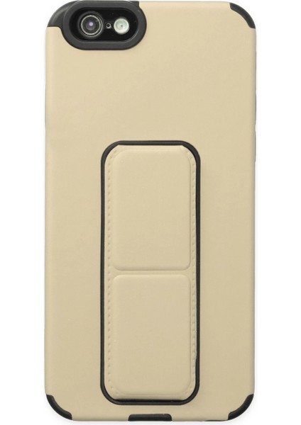 Iphone 6 Kılıf Mega Standlı Silikon - Gold Bstmy