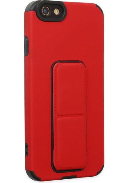 Iphone 6 Kılıf Mega Standlı Silikon - Kırmızı Bstmy