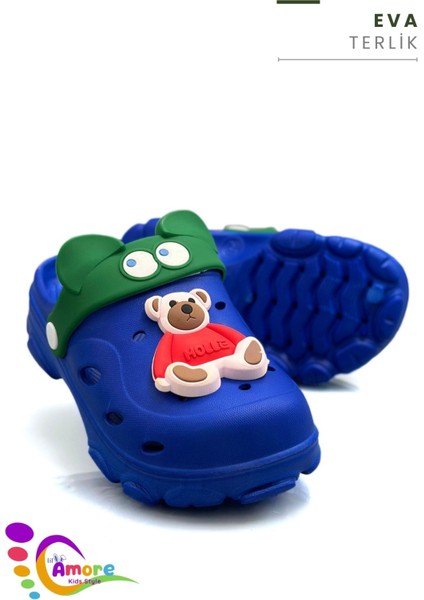 Gözlük Desen Ayıcıklı Eva Çocuk Plaj Havuz Terlik Sabo Terlik Mavi Kırmızı fırsatları