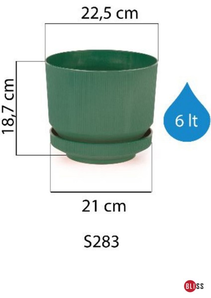 6 Litre Gri Dekoratif Lüks Saksı Iç Dış Mekan Tabaklı Plastik Çiçek Saksısı fiyatları