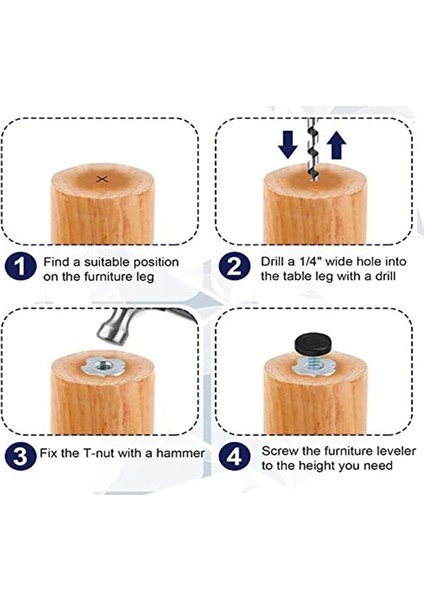 1/4 Inç Dişli Mobilya Ayakları Düzleştiriciler (Yurt Dışından) indirimleri