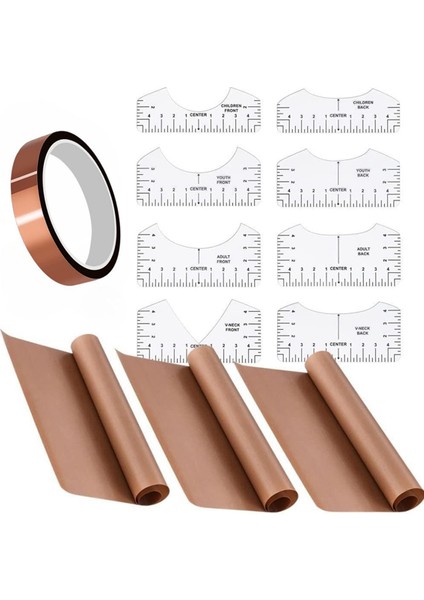 3 Isı Pres Için Ptfe Levha, 8 Tişört Kılavuzu, 1 Isı Bandı (Yurt Dışından)