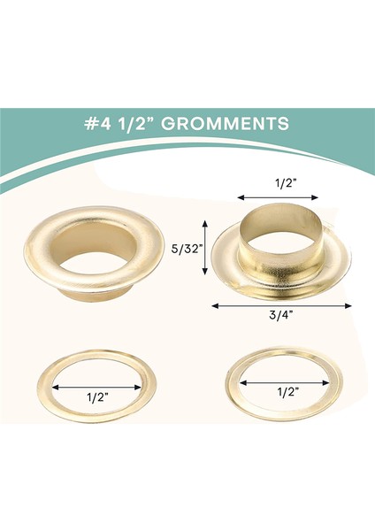 Grommet ve Rondela 500 Adet, 2 Kit, Deri Çantalar Için Banner (Altın, 1/2 Inç) (Yurt Dışından)