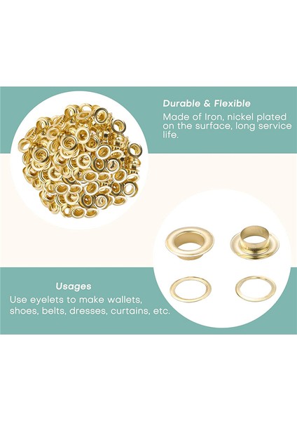 Grommet ve Rondela 500 Adet, 2 Kit, Deri Çantalar Için Banner (Altın, 1/2 Inç) (Yurt Dışından)