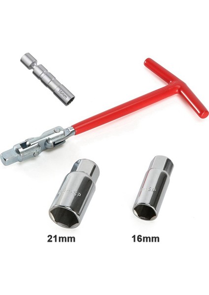 Buji Soket Anahtarı Seti Soket Anahtarı Kırmızı Saplı 4 Parça Set 16MM (Yurt Dışından)