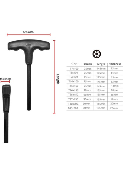 Siyah Saplı T Şeklinde Altıgen Anahtar 10 Parça Özel Şekilli T7-T40 (Yurt Dışından) fırsatları