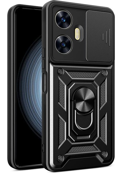 Realme C55 Kılıf Pars Lens Yüzüklü Silikon - Siyah Bstmy