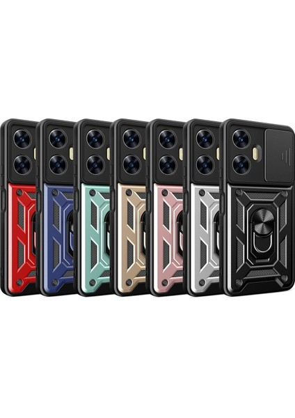 Realme C55 Kılıf Pars Lens Yüzüklü Silikon - Siyah Bstmy