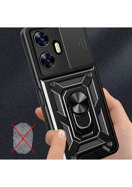 Realme C55 Kılıf Pars Lens Yüzüklü Silikon - Siyah Bstmy