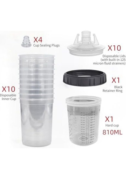810ML Görsel Tank, Ölçekli ve Tutuculu ve Kapaklı Sert Bardak (Yurt Dışından) modelleri