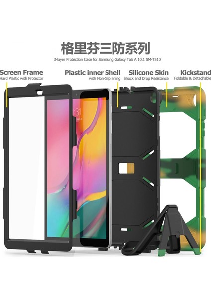 Samsung Galaxy T510 Tab A 10.1 Kılıf Griffin Tablet Kapak - Kamuflaj Bstmy