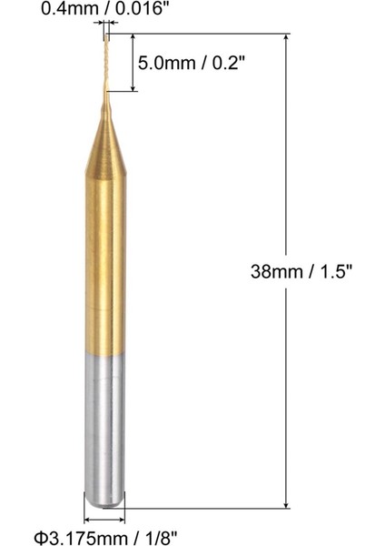 Pcb Makinesi Için 10 Adet Titanyum Kaplama Karbür, 1/8 Inç Şaft 0.4mm (Yurt Dışından)