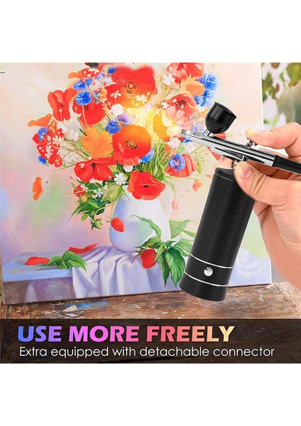 Hava Fırçası Tırnak Oksijen Enjektörü Mini Hava Kompresörü Takımı, Siyah (Yurt Dışından) indirimleri