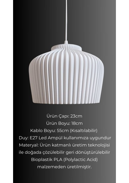 Nicole Beyaz Avize Yatak Odası, Mutfak, Oturma Odası Tasarım Tekli Sarkıt Avize (Plastik) E27 fırsatları