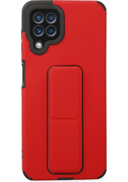 Samsung Galaxy A22 Kılıf Mega Standlı Silikon - Kırmızı Bstmy