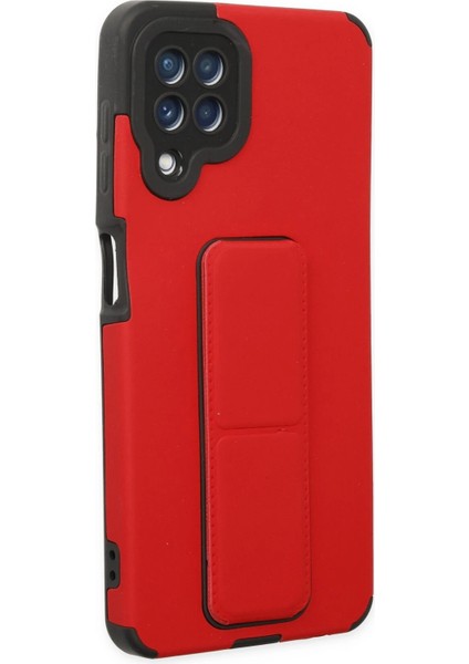 Samsung Galaxy A22 Kılıf Mega Standlı Silikon - Kırmızı Bstmy