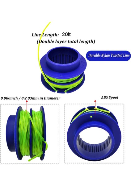 124-03 Makaralı Kesme Misinası 0,080 Inç 20 Ft 3'lü Paket, 24 Volt Için (Yurt Dışından)