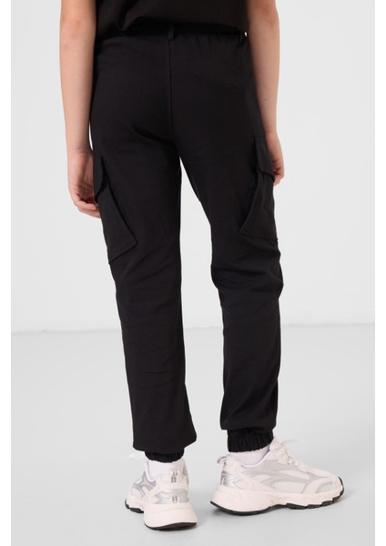 Siyah Standart Fit Dokuma Hafif Esnek Chino Erkek Çocuk Pantolon - 11271
