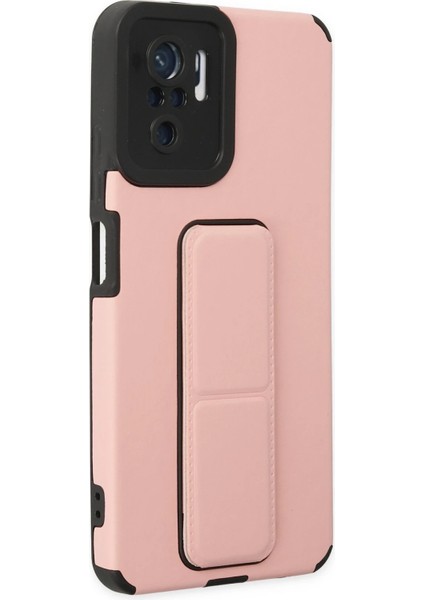 Xiaomi Redmi Note 10 Kılıf Mega Standlı Silikon - Pudra Bstmy