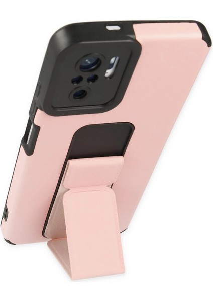 Xiaomi Redmi Note 10 Kılıf Mega Standlı Silikon - Pudra Bstmy
