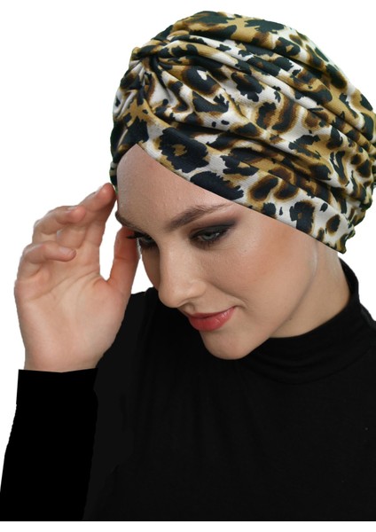 Savanna Chic Desenli Çapraz ve Bant Detaylı Astarlı Hazır Türban Tesettür Havuz Bonesi fiyatları