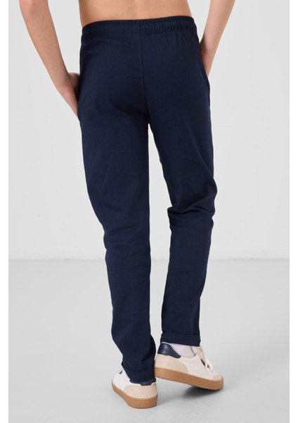 Lacivert Standart Fit Dokuma Hafif Esnek Chino Erkek Çocuk Pantolon - 11272