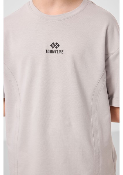 Taş-Antrasit Pamuklu Oversize Fit Dokuma Hafif Esnek Chino Erkek Çocuk Şort Takım - 11276
