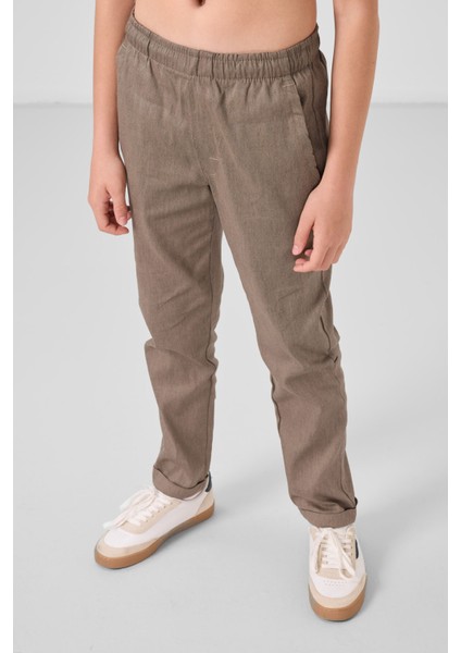 Camel Standart Fit Dokuma Hafif Esnek Chino Erkek Çocuk Pantolon - 11272