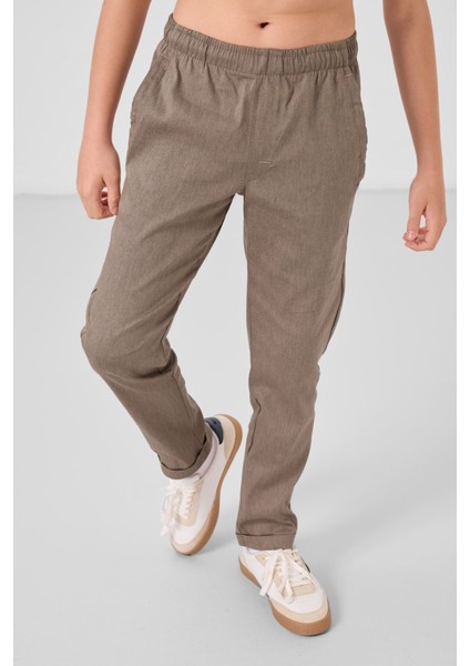 Camel Standart Fit Dokuma Hafif Esnek Chino Erkek Çocuk Pantolon - 11272