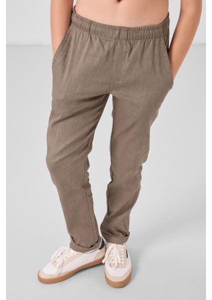 Camel Standart Fit Dokuma Hafif Esnek Chino Erkek Çocuk Pantolon - 11272