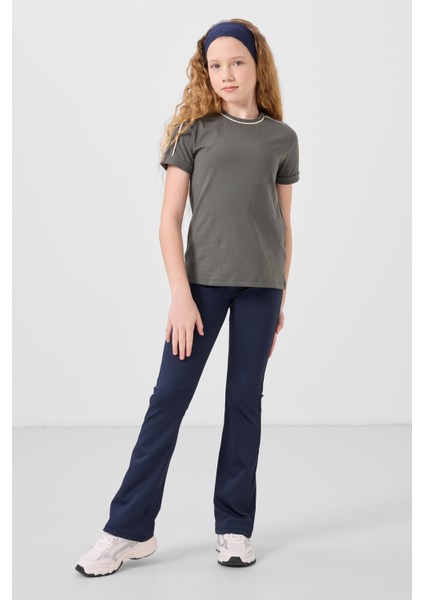 Indigo Esnek Standart Fit Basic Performans Ispanyol Paça Kız Çocuk Tayt - 75193