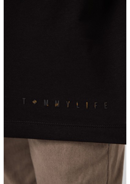 Siyah Pamuklu Yumuşak Dokulu Oversize Basic Erkek Çocuk T-Shirt - 11297