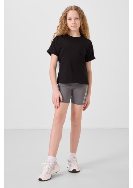 Siyah Pamuklu O Yaka Oversize Fit Basic Kız Çocuk T-Shirt - 75182 fiyatları