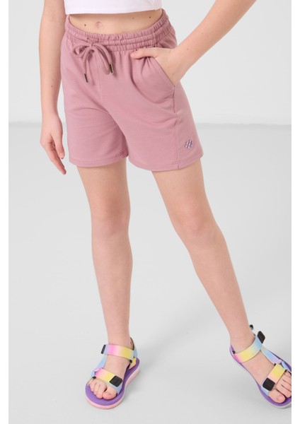 Gül Kurusu Pamuklu Yumuşak Dokulu Standart Fit Basic Kız Çocuk Şort Takım - 75184 indirimleri