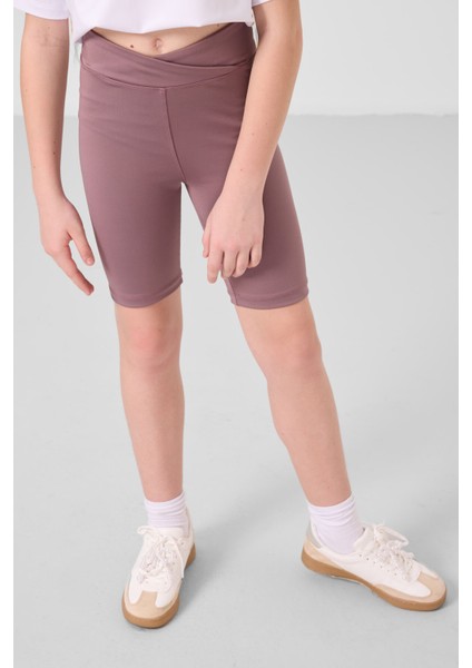 Beyaz-Gül Kurusu V Yaka Kemer Detaylı Standart Fit Performans Kız Çocuk Tayt Takım - 75187 fiyatları