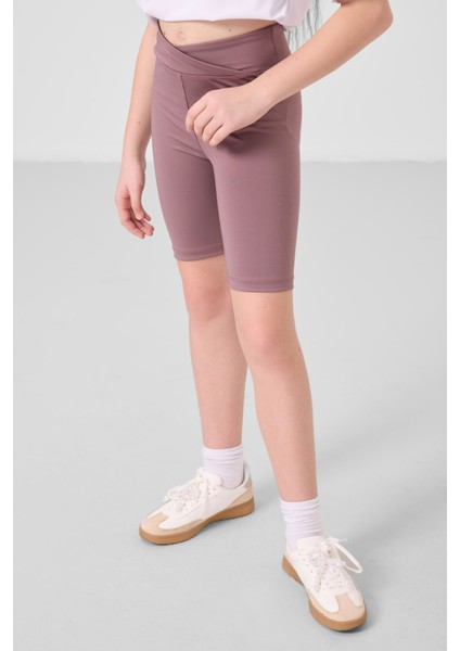 Beyaz-Gül Kurusu V Yaka Kemer Detaylı Standart Fit Performans Kız Çocuk Tayt Takım - 75187 fırsatları