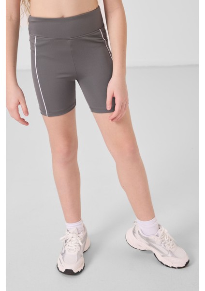 Koyu Gri Esnek Standart Fit Basic Performans Kız Çocuk Tayt - 75189
