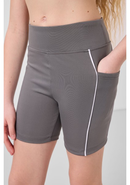 Koyu Gri Esnek Standart Fit Basic Performans Kız Çocuk Tayt - 75189