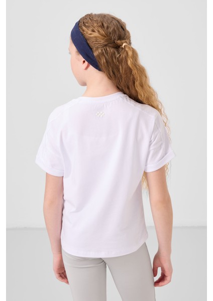 Beyaz Pamuklu O Yaka Oversize Fit Basic Kız Çocuk T-Shirt - 75182 indirimleri