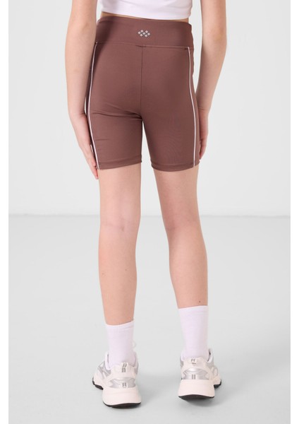 Kahverengi Esnek Standart Fit Basic Performans Kız Çocuk Tayt - 75189