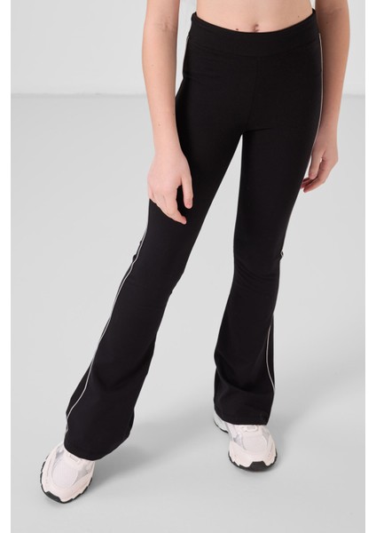 Taş-Siyah Pamuklu O Yaka Standart Fit Basic Ispanyol Paça Kız Çocuk Tayt Takım - 75192 modelleri