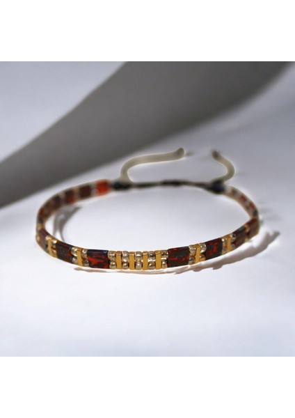El Yapımı Tila ve Kum Boncuk Bileklik – Kırmızı Desenli & Altın Sarısı, Ayarlanabilir, Unisex fırsatları