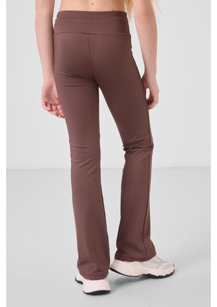 Kahverengi Esnek Standart Fit Basic Performans Ispanyol Paça Kız Çocuk Tayt - 75193 fırsatları