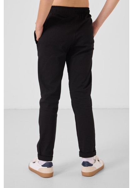 Siyah Standart Fit Dokuma Hafif Esnek Chino Erkek Çocuk Pantolon - 11272