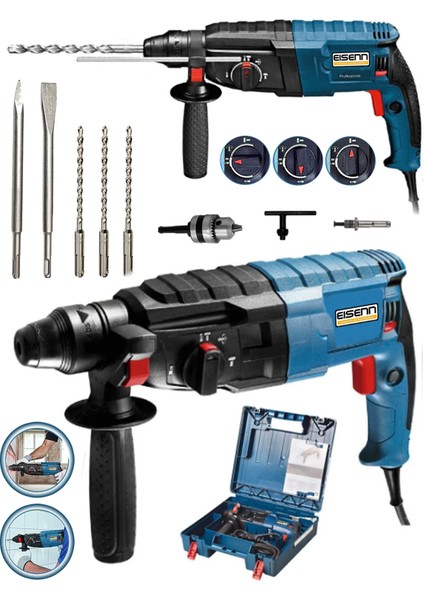 Germany Technology Heavy Duty 3600 W Kırıcı Delici Matkap + 5 Pcs Set