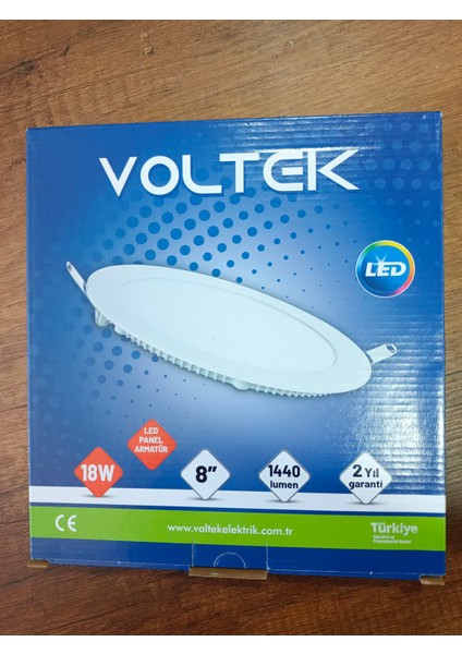 18W 8” Yuvarlak Slim LED Panel Armatür Gün Işığı 3000 K