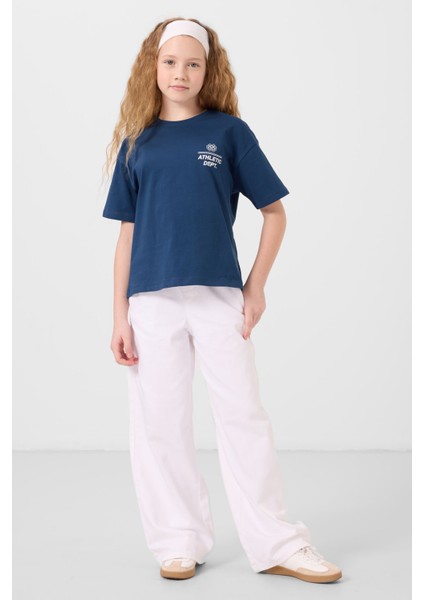 Parlament Pamuklu O Yaka Oversize Fit Baskılı Kız Çocuk T-Shirt - 75178