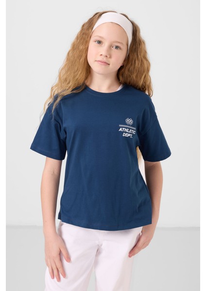 Parlament Pamuklu O Yaka Oversize Fit Baskılı Kız Çocuk T-Shirt - 75178