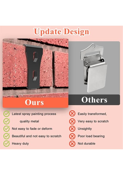 Metal Tuğla Klips Kancaları Matkapsız Duvar Tuğla Askısı (Yurt Dışından)