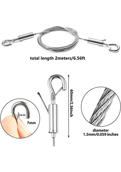 4 Adet 2m X1.5mm Ayarlanabilir Resim Askısı - Paslanmaz Çelik Tel Halat (Yurt Dışından)